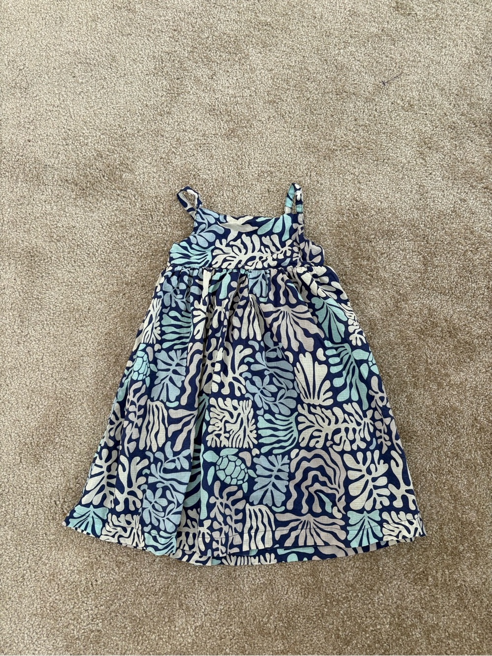Mini Boden Toddler Dress Sea Coral Ocean Blue White
